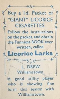 1933 Giant Brand Australian Licorice League and Association Footballers #NNO Leo Drew Back